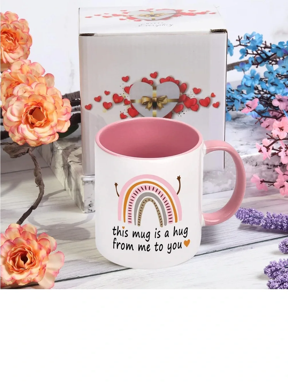 Friendship Gifts: Hug Mug - 11 Oz Pink, Perfect for Best Friends